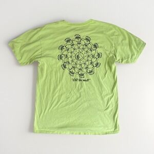VANS Winners Circle T-shirt Large Thumbs Up Logo Double Sided Graphic Neon Green